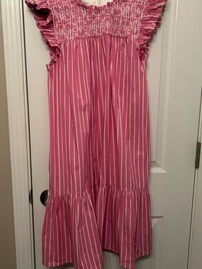 Pink Striped Smocked Dress